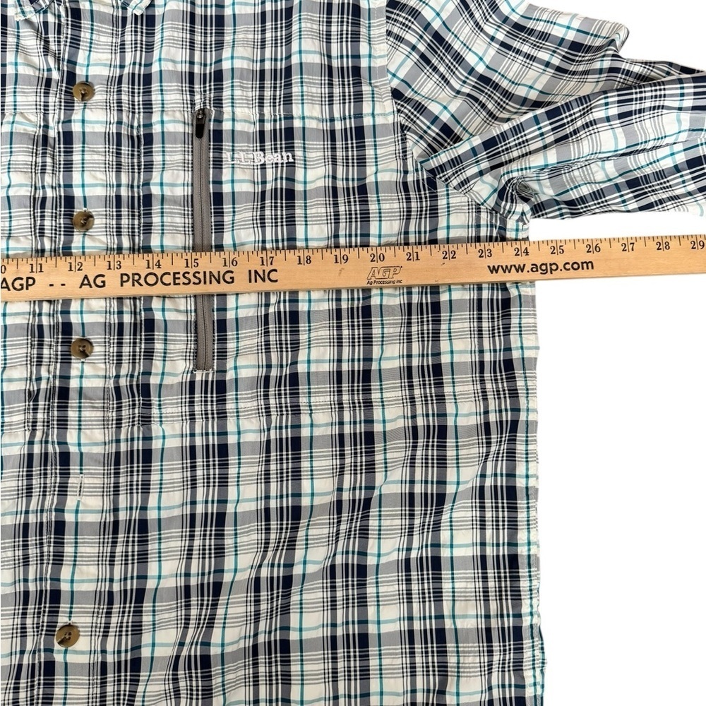 L.L.Bean No Fly Zone Plaid Button Down Shirt L Outdoor Hiking Fishing Tech G75 - Picture 3 of 7